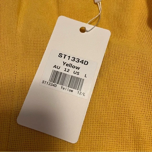 NWT Saints & Secrets Hart Flowy Chiffon Yellow Ruffle Mini Dress Yellow Sz Large - Picture 7 of 12